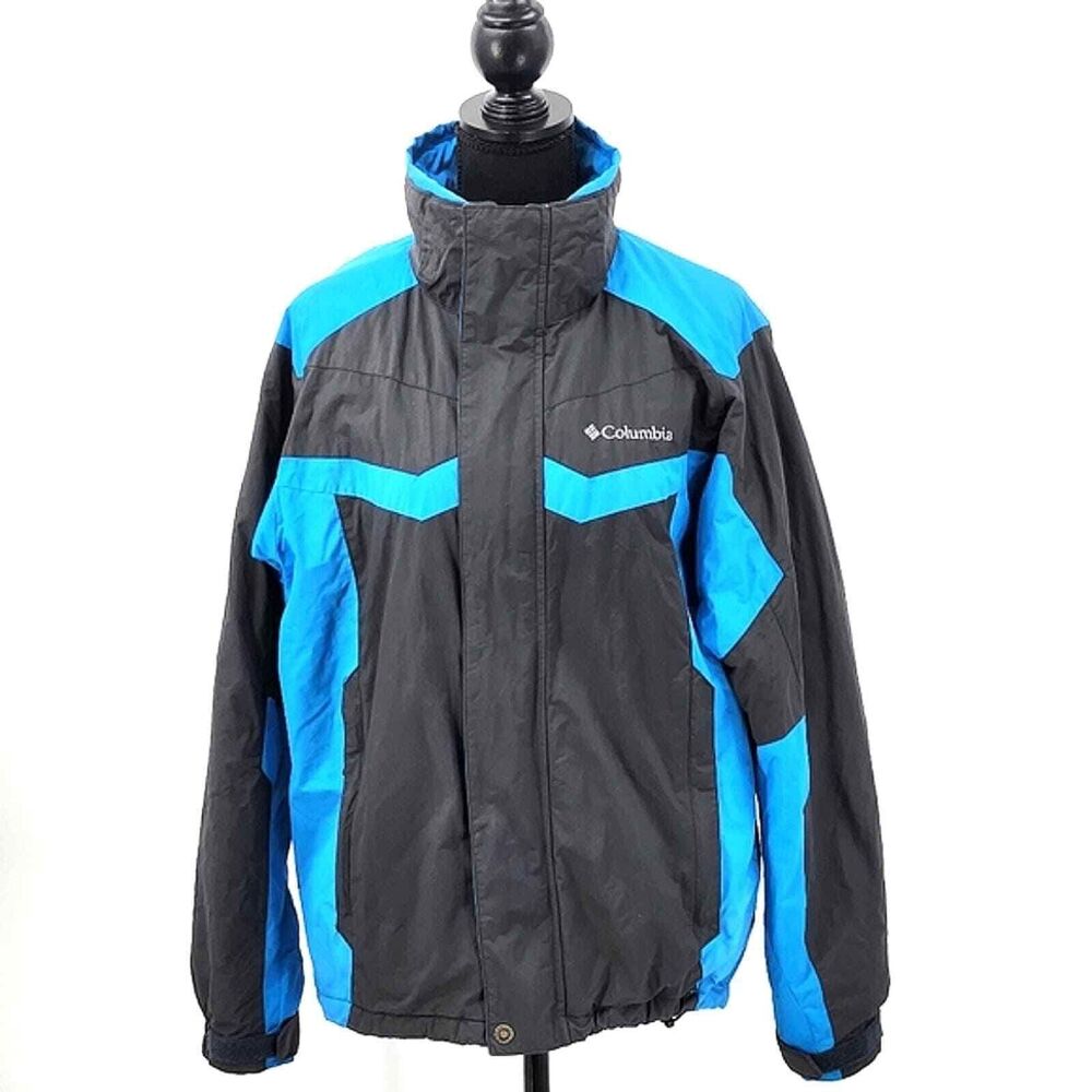 Columbia Omni-Shield Windbreaker Jacket Mens Size Small Blue & Black